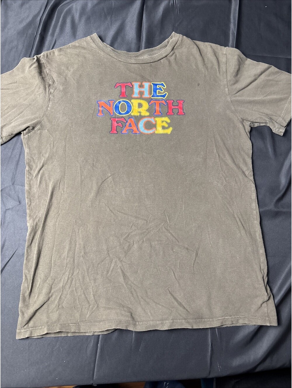 The North Face Boys XL Green T Shirt Multicolor Letters